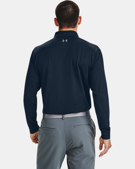 Men's UA Performance Textured Long Sleeve Polo, Blue, pdpMainDesktop image number 2